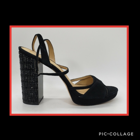 Micheal Kors Black Suede Jeweled Platforms Size 9 - Picture 7 of 9